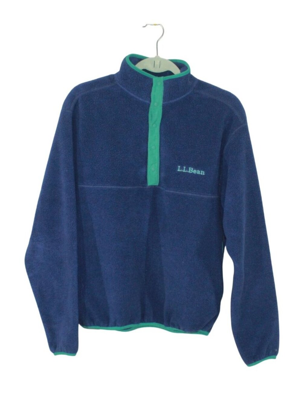 LL Bean Women's Classic Snap Fleece Pullover Sweater Outdoor Athletic Navy Small